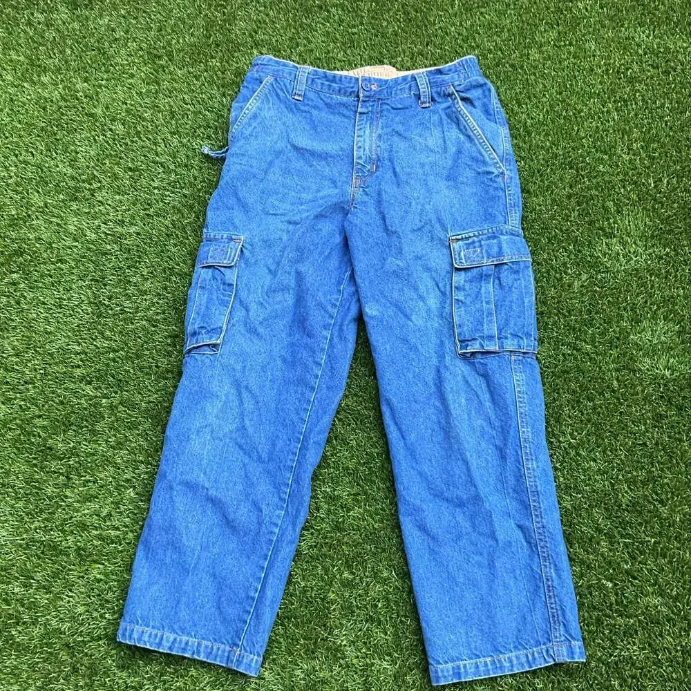 Vintage Y2K Tri-Waist Comfort System Blue Denim Cargo Jeans